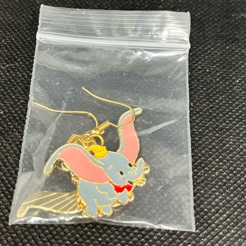 Gold and Pink Elephant Earrings